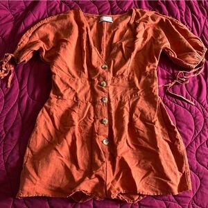 Urban Outfitters Orange Button-Front Romper